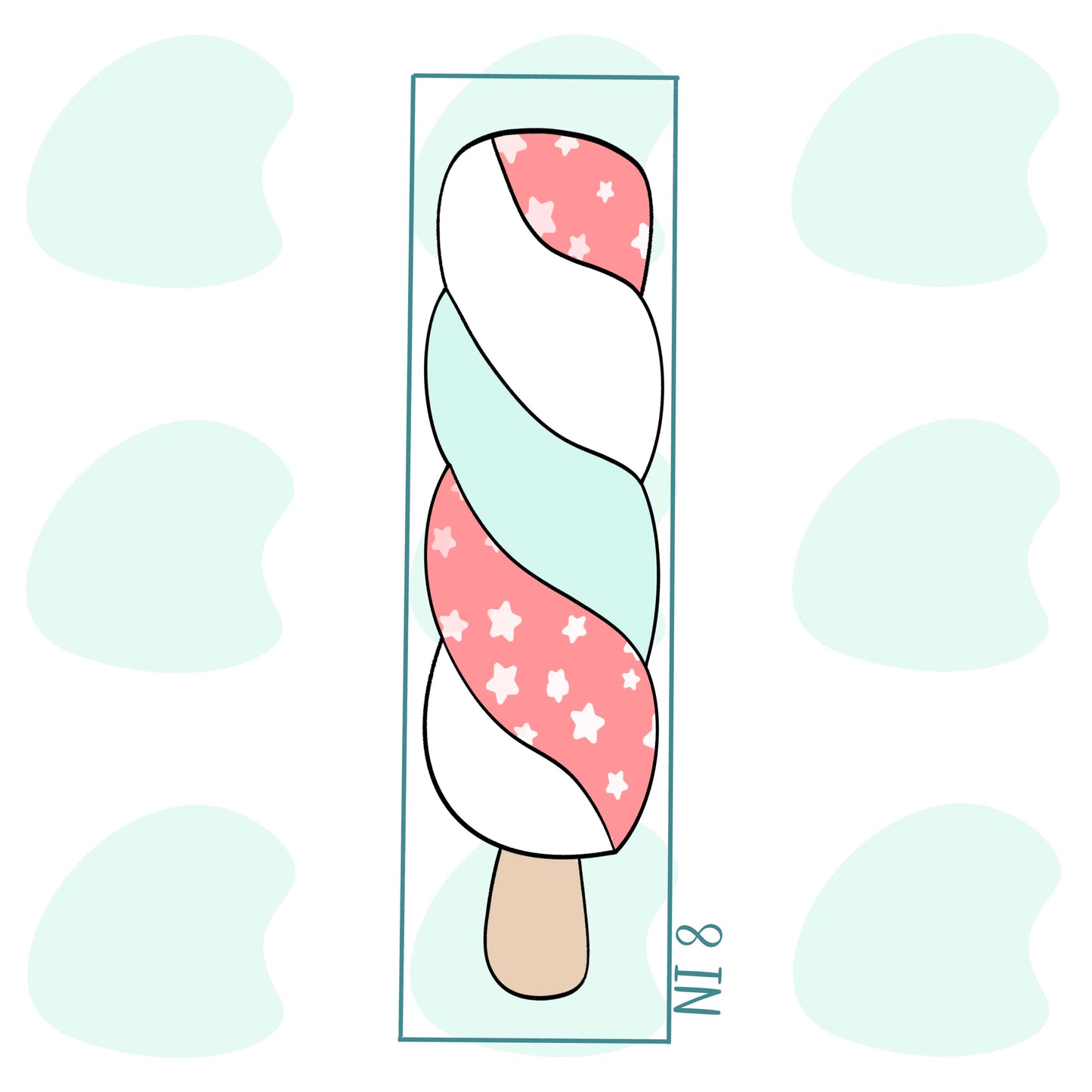 Skinny Twist Pop Stick 8 Inch - Cookie Cutter