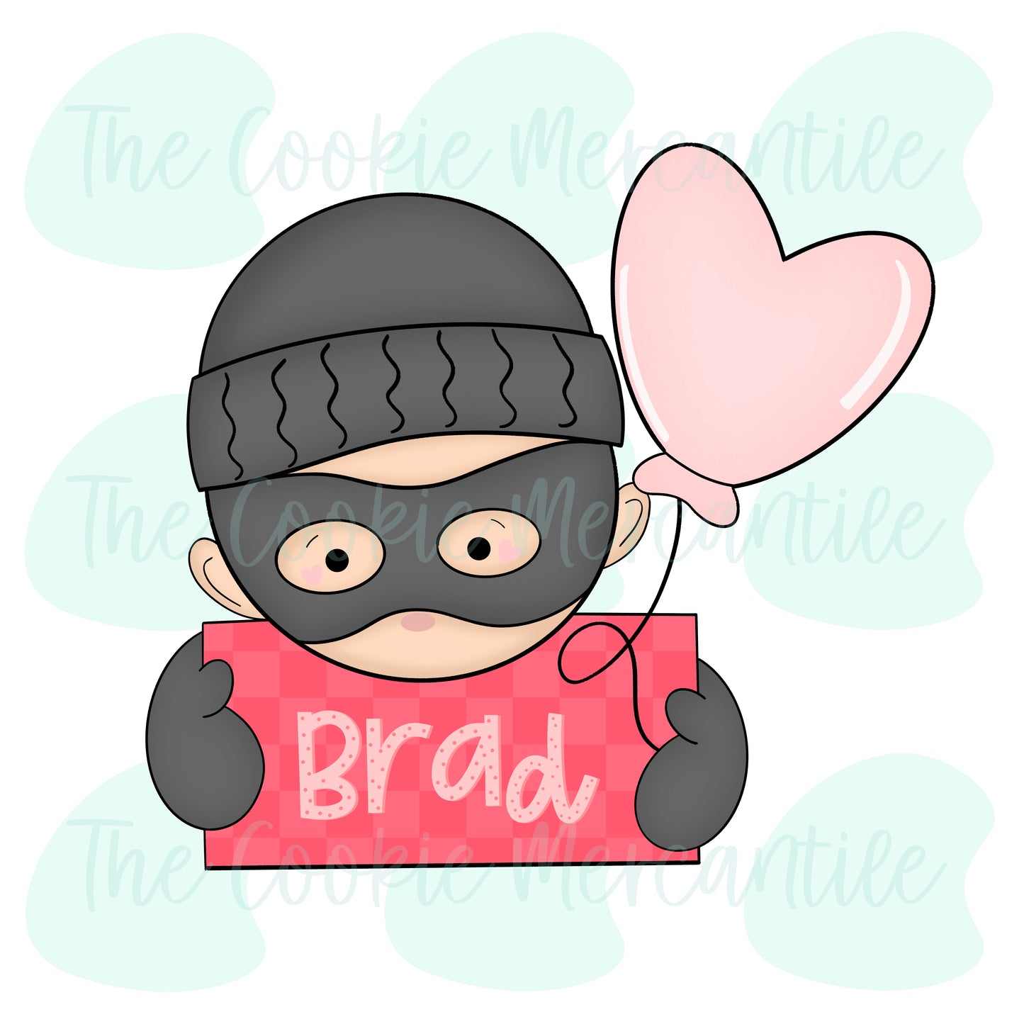 Boy Bandit Heart Balloon Plaque - Cookie Cutter