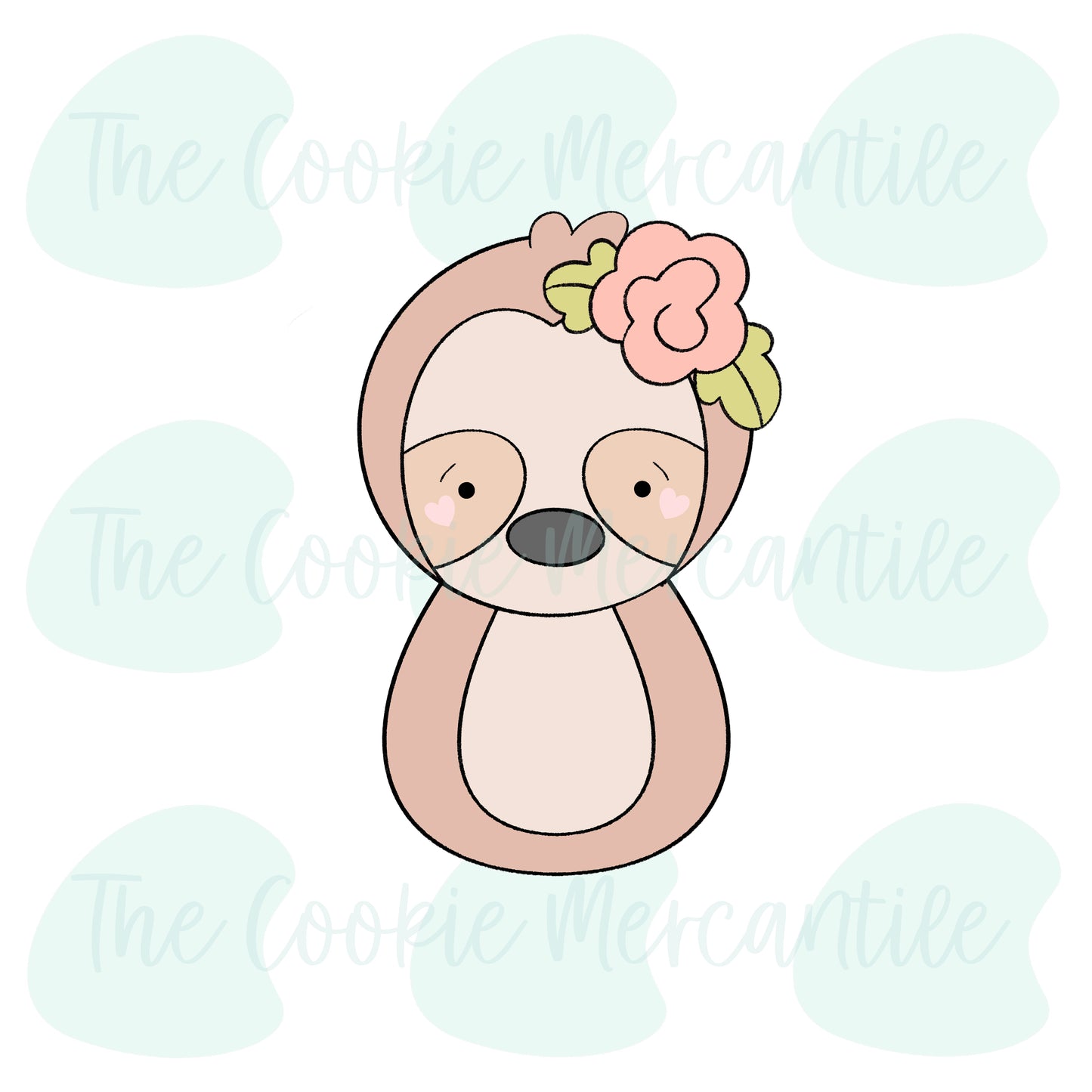 Floral Sloth Cutie - Cookie Cutter