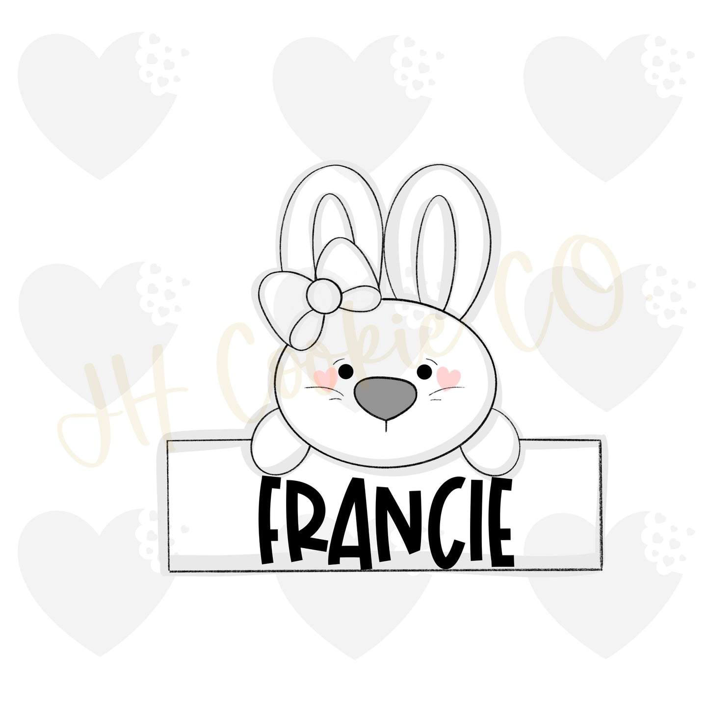 Girl Bunny Name Plaque - Cookie Cutter