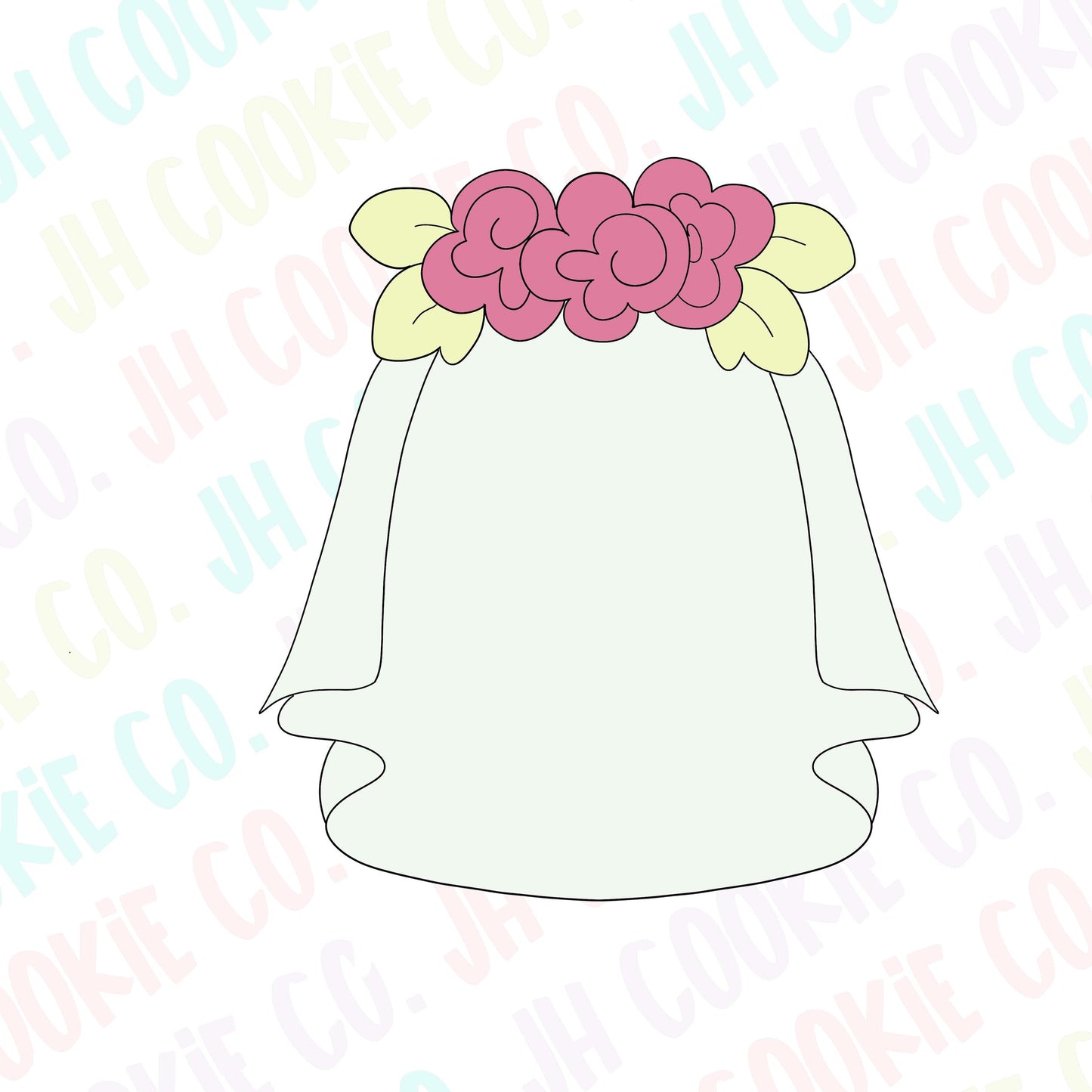 Floral Wedding Veil Cookie Cutter