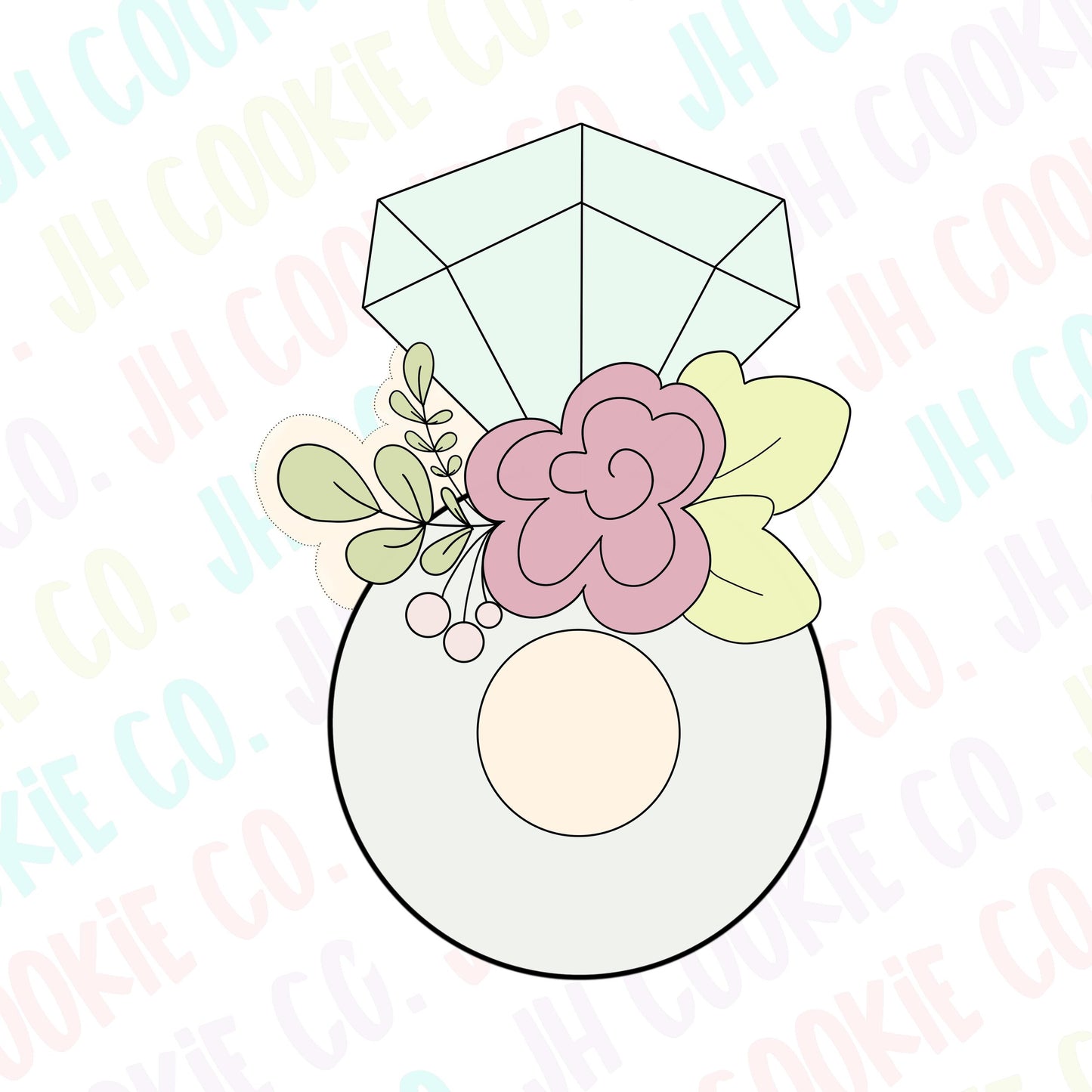 Floral Diamond Ring Cookie Cutter