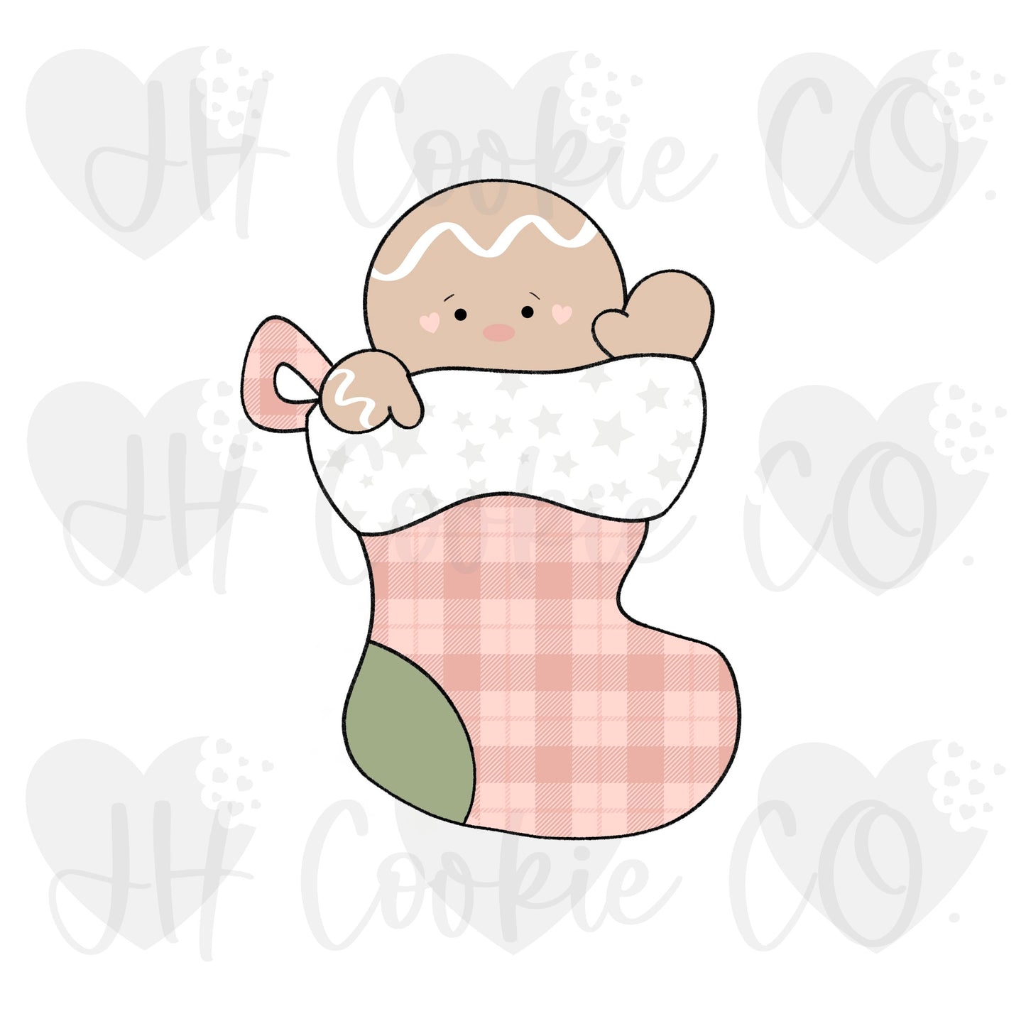 Waving Gingerbread Stocking - Cookie Cutter