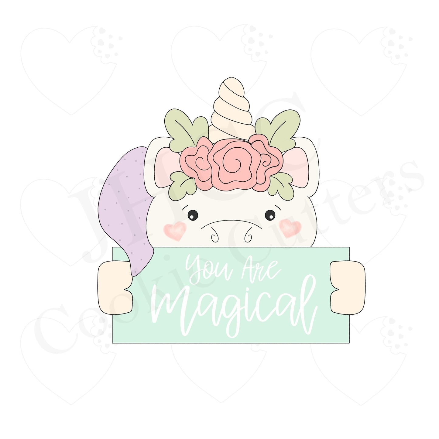 Unicorn Floral Plaque - Cookie Cutter