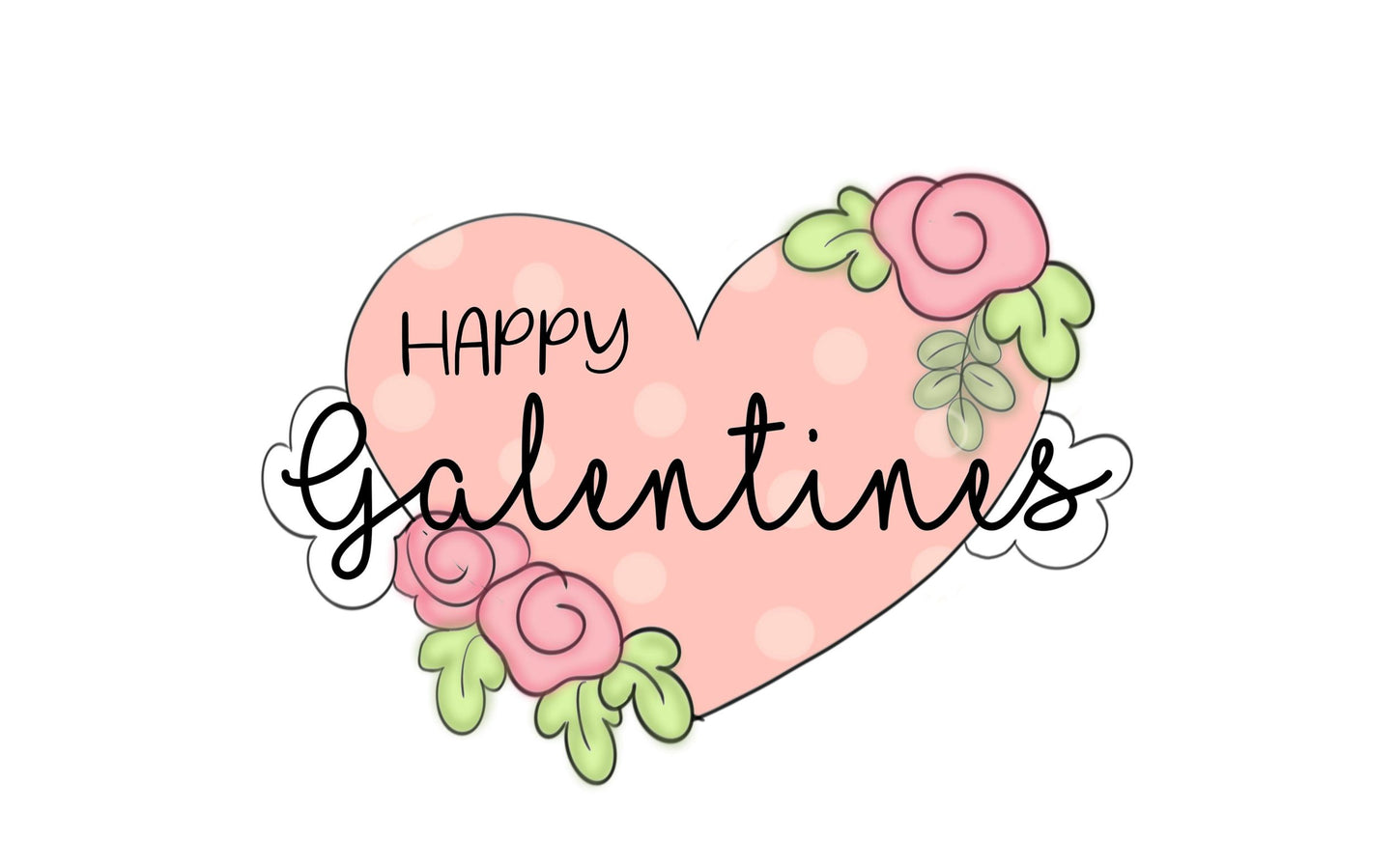 happy galentines floral heart cookie cutter