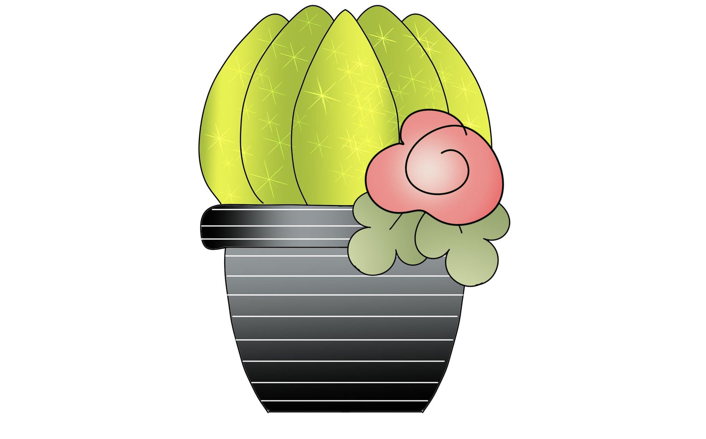 Floral Cactus in Pot Cookie Cutter