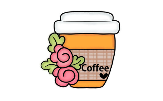 chubby floral coffee to-go cup cookie cutter