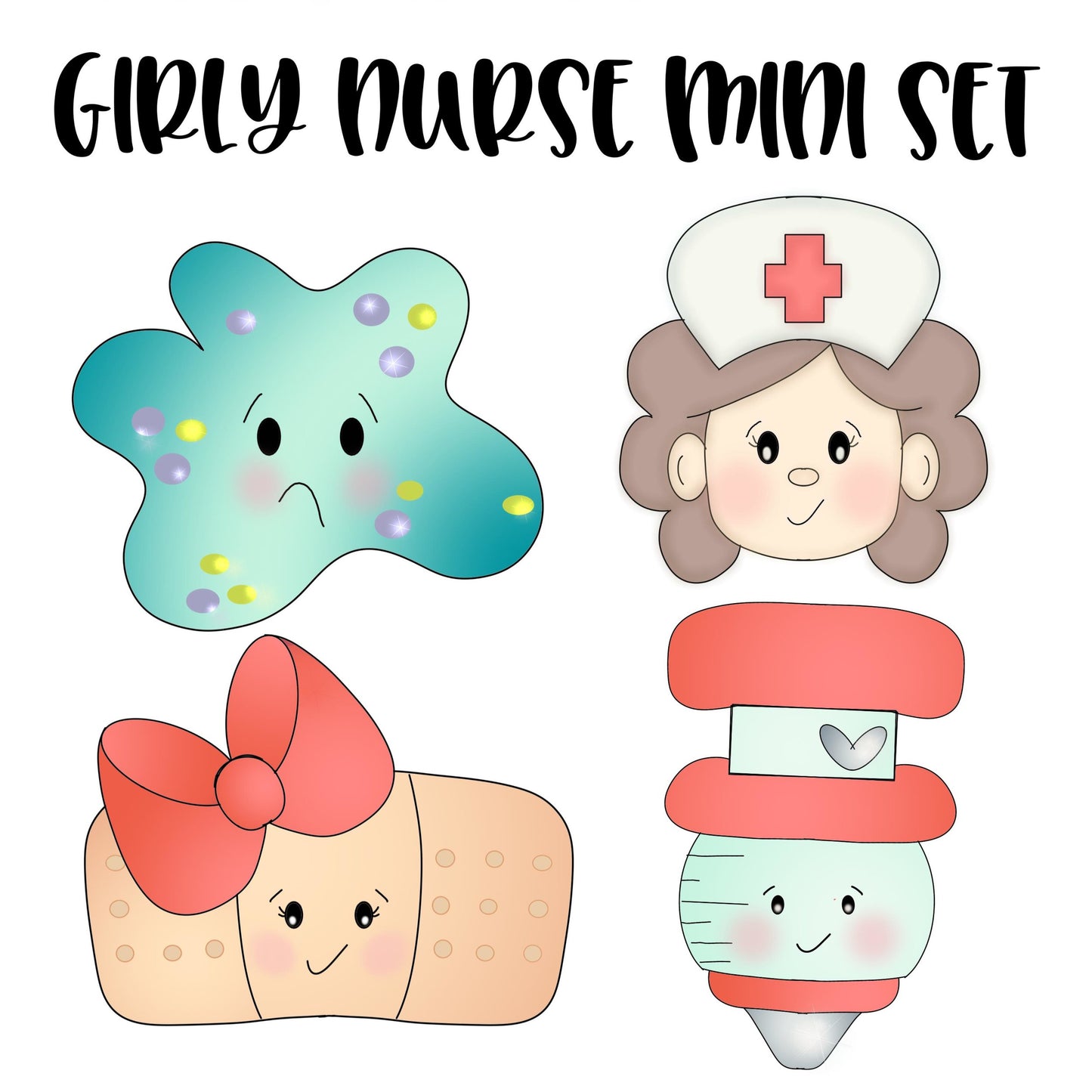 girly nurse mini Cookie Cutter Set