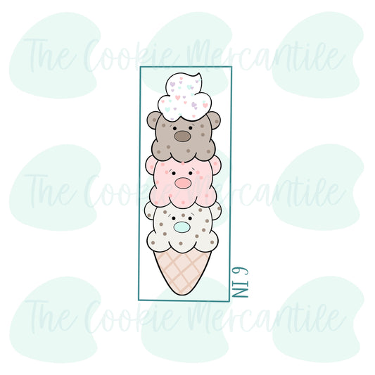 Skinny Bear Ice-cream Cone Stick  - Cookie Cutter