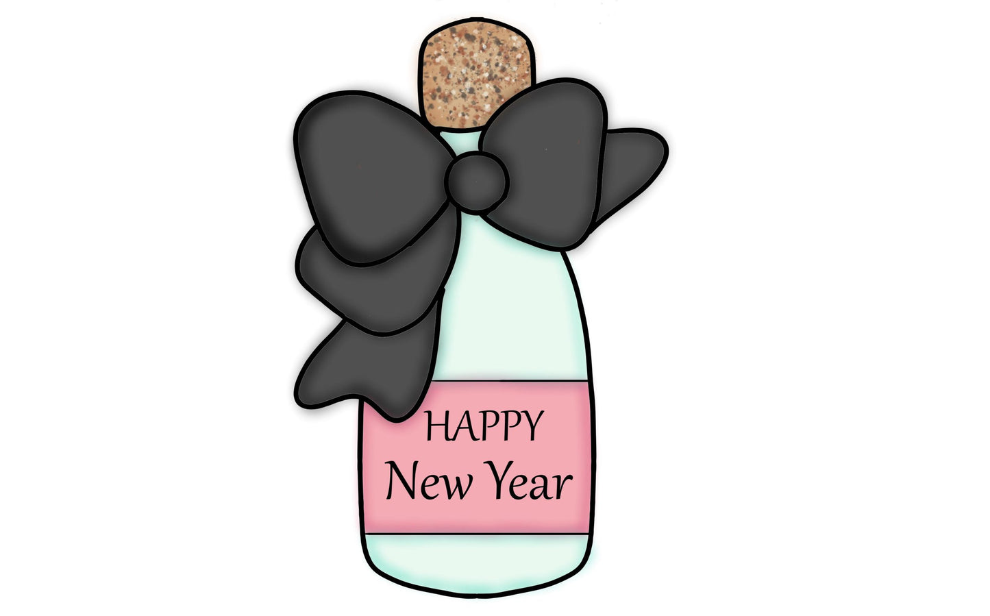 wine bottle with floppy bow cookie cutter