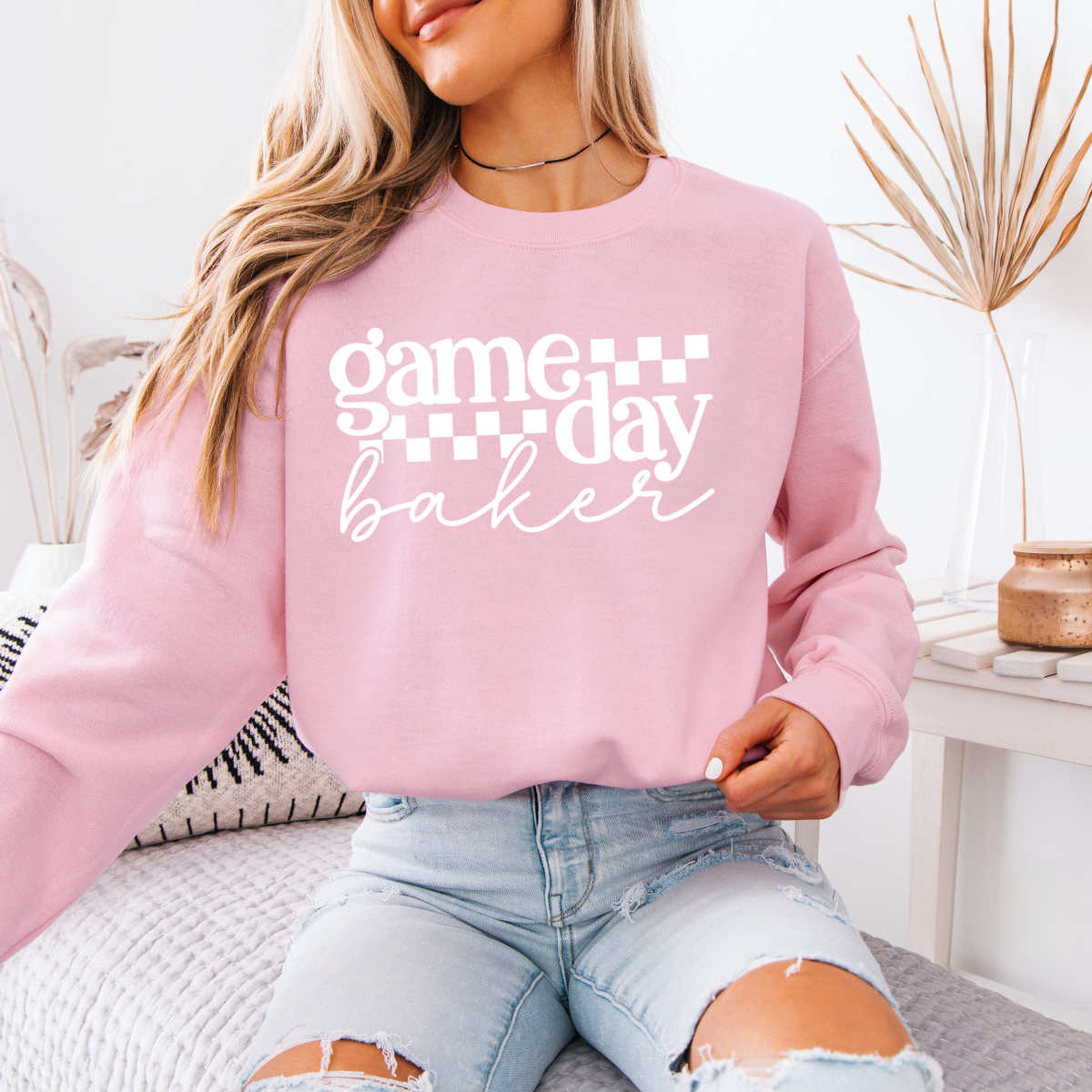 Game Day Baker [White Check] - Sweatshirt