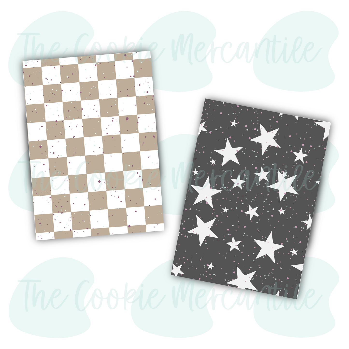 Brown Check/ Dark Gray Star - 5X7 Backers