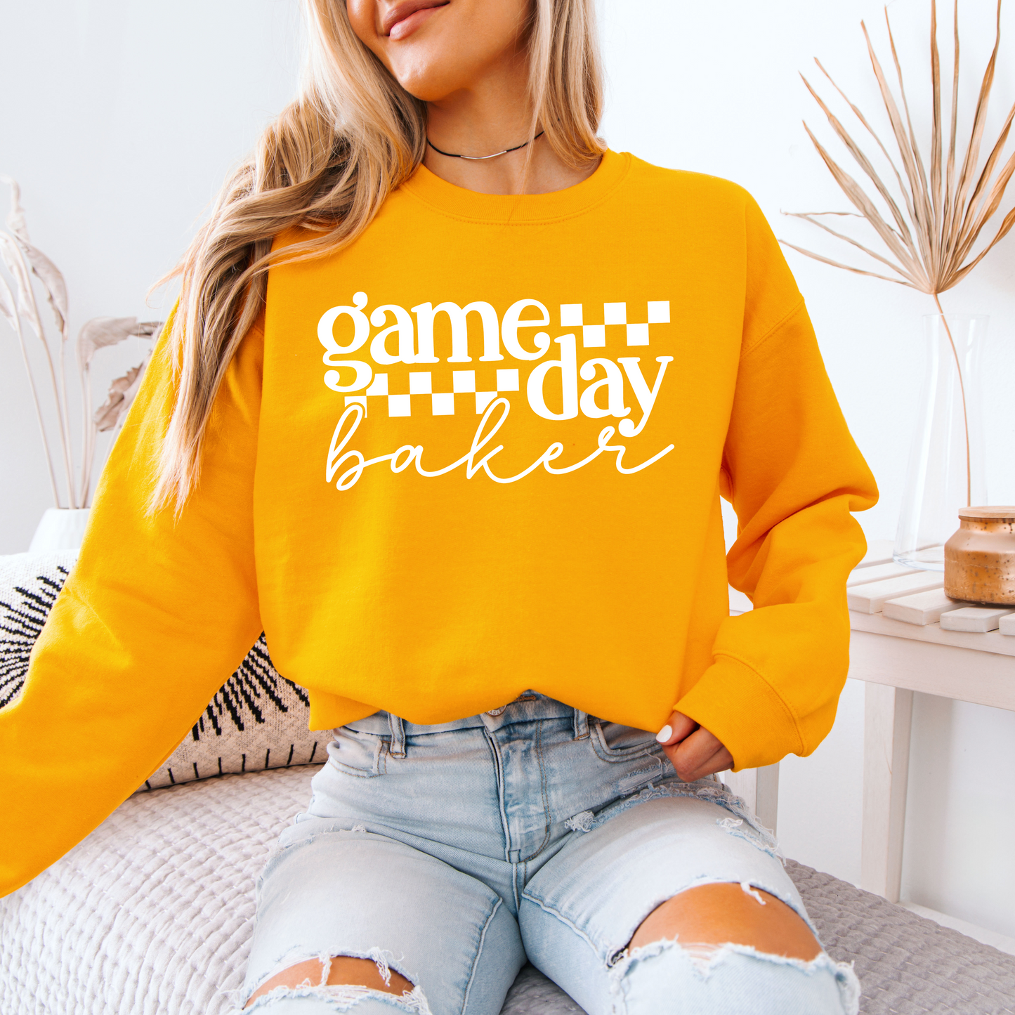 Game Day Baker [White Check] - Sweatshirt