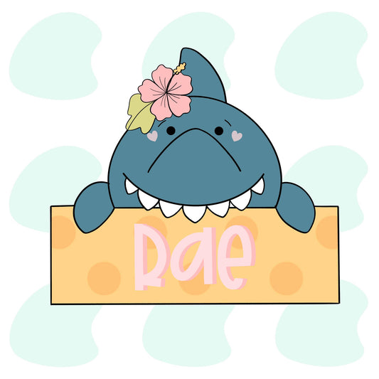 Floral Shark Name Plaque - Cookie Cutter