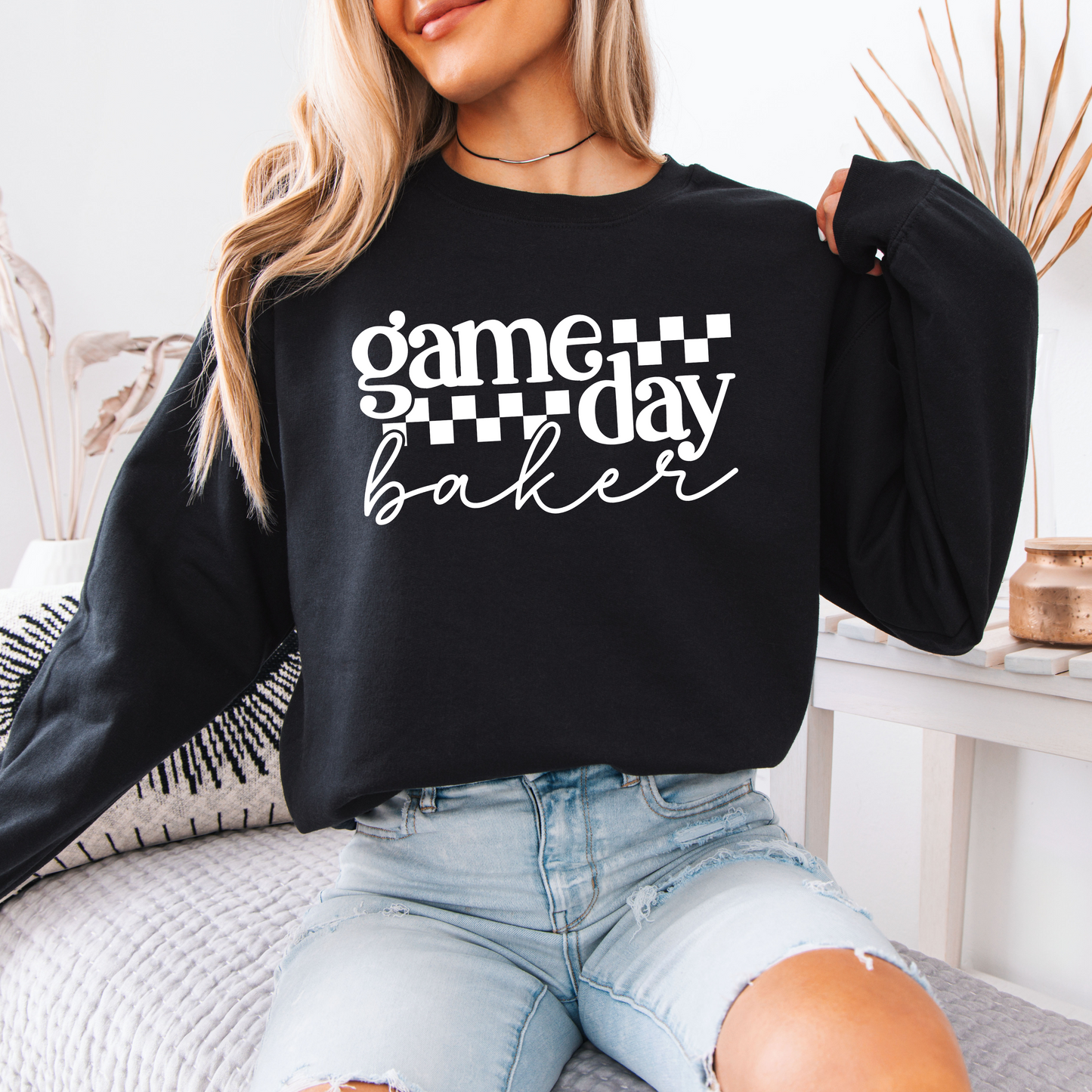 Game Day Baker [White Check] - Sweatshirt