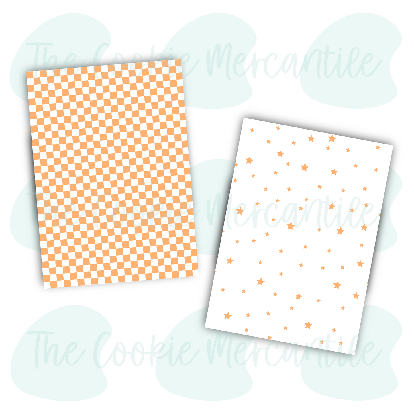 Checkered / Stars Orange- 5x7 Backers