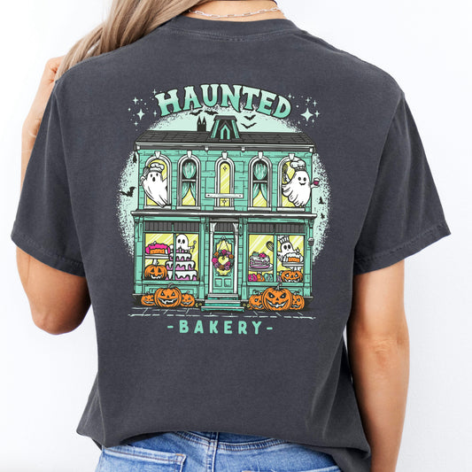 Haunted Bakery- (Pocket & Back Design) T-shirt