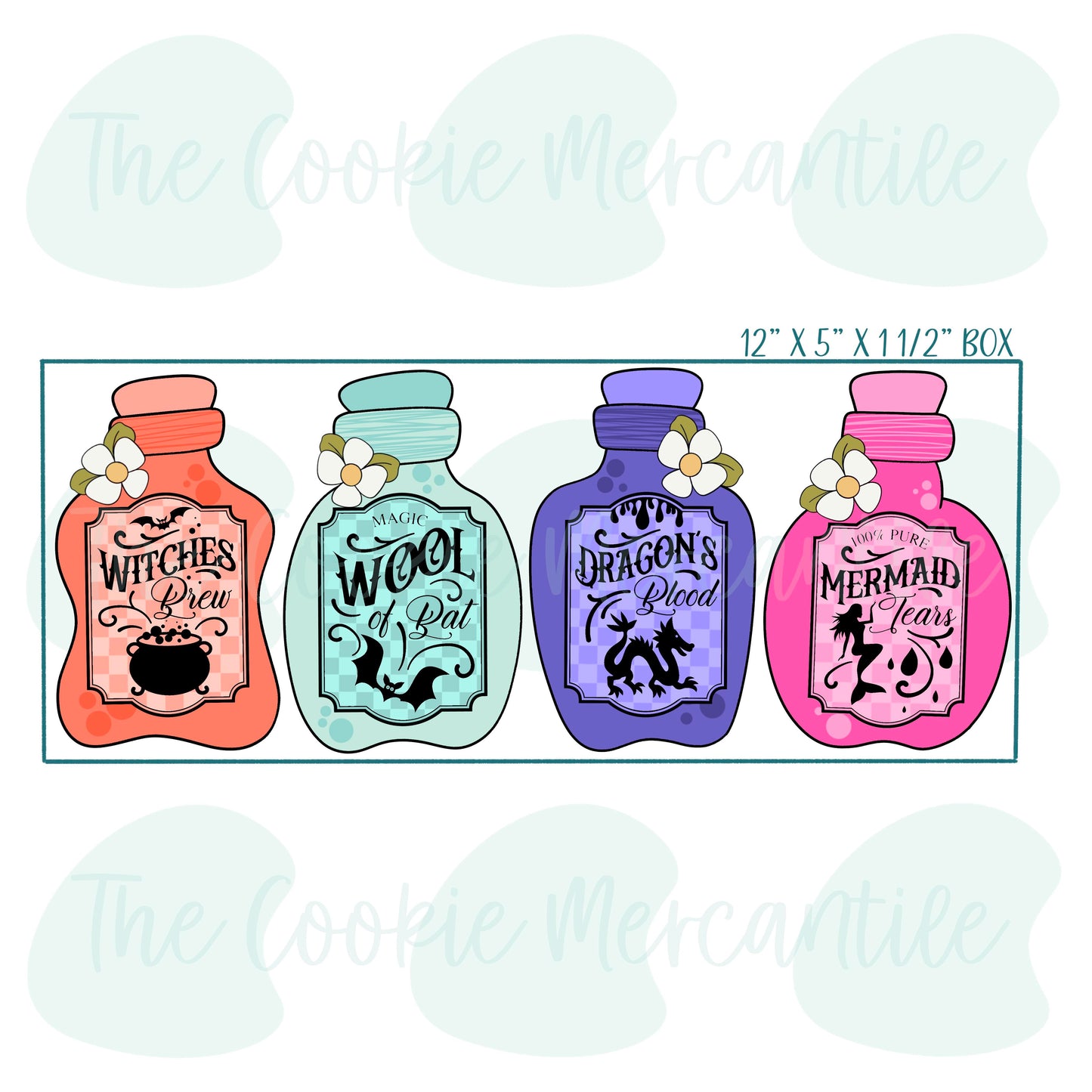 Floral Wonky Potion Bottles Stick Set - Cookie Cutter