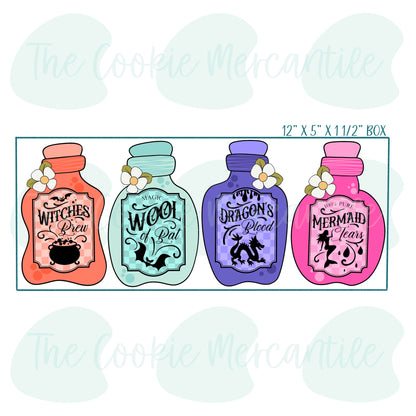 Floral Wonky Potion Bottles Stick Set - Cookie Cutter