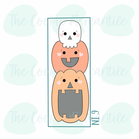 Skinny Skull And Pumpkins 6in - Cookie Cutter