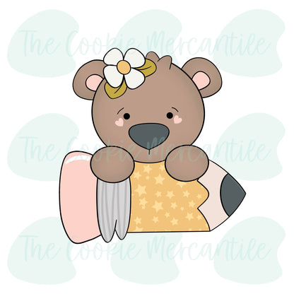 Floral Bear Pencil Plaque (2022) - Cookie Cutter