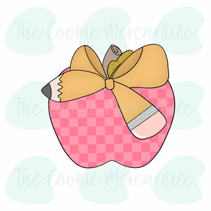 Apple W/ Pencil Bow - Cookie Cutter