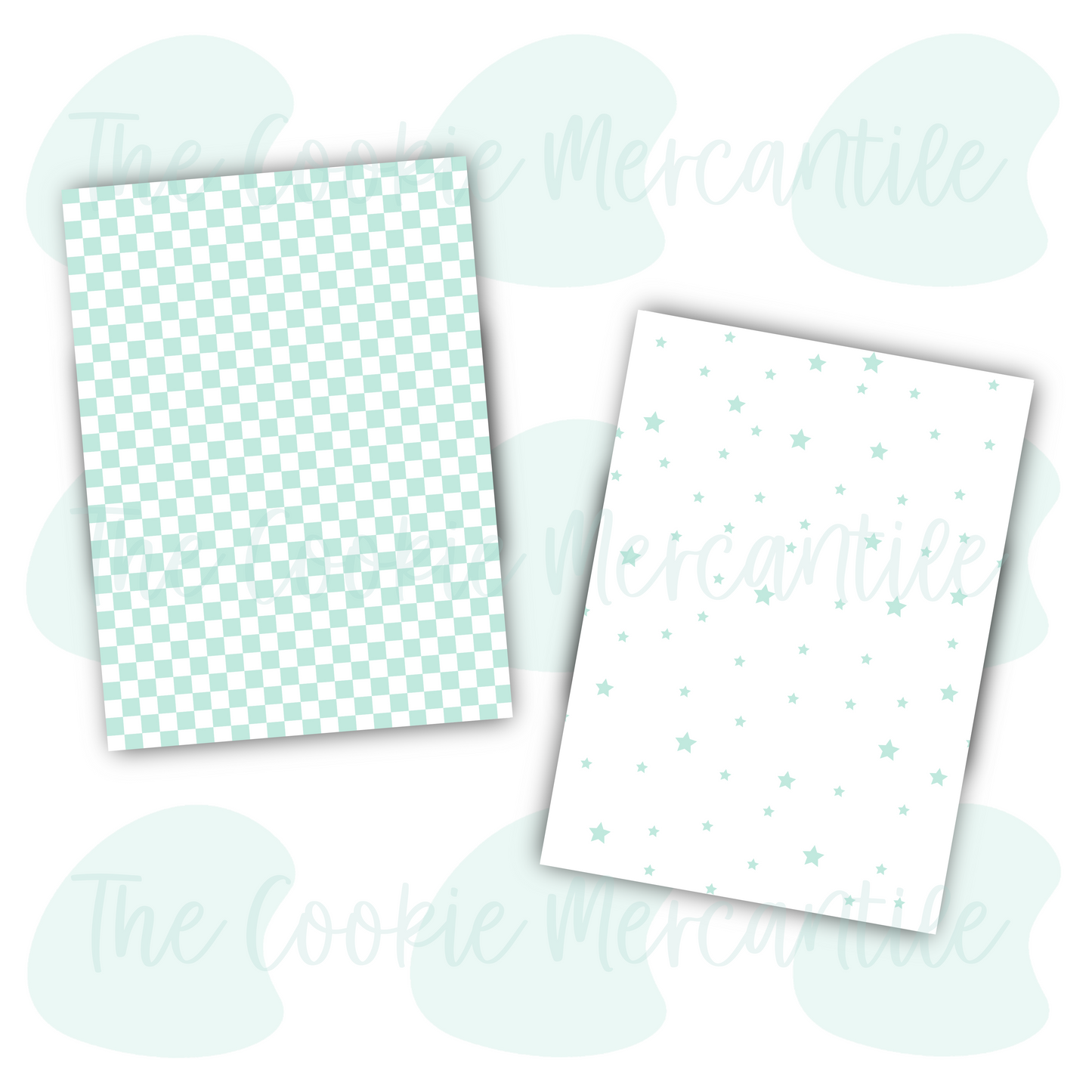 Checkered / Stars Minty Blue - 5x7 Backers