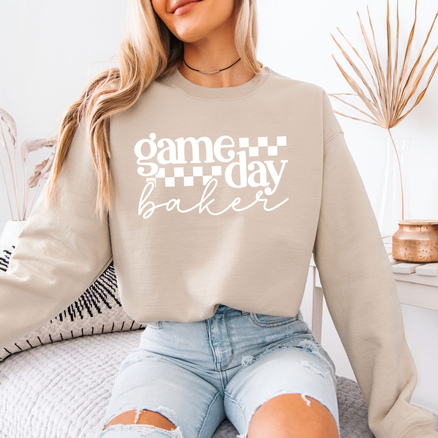 Game Day Baker [White Check] - Sweatshirt