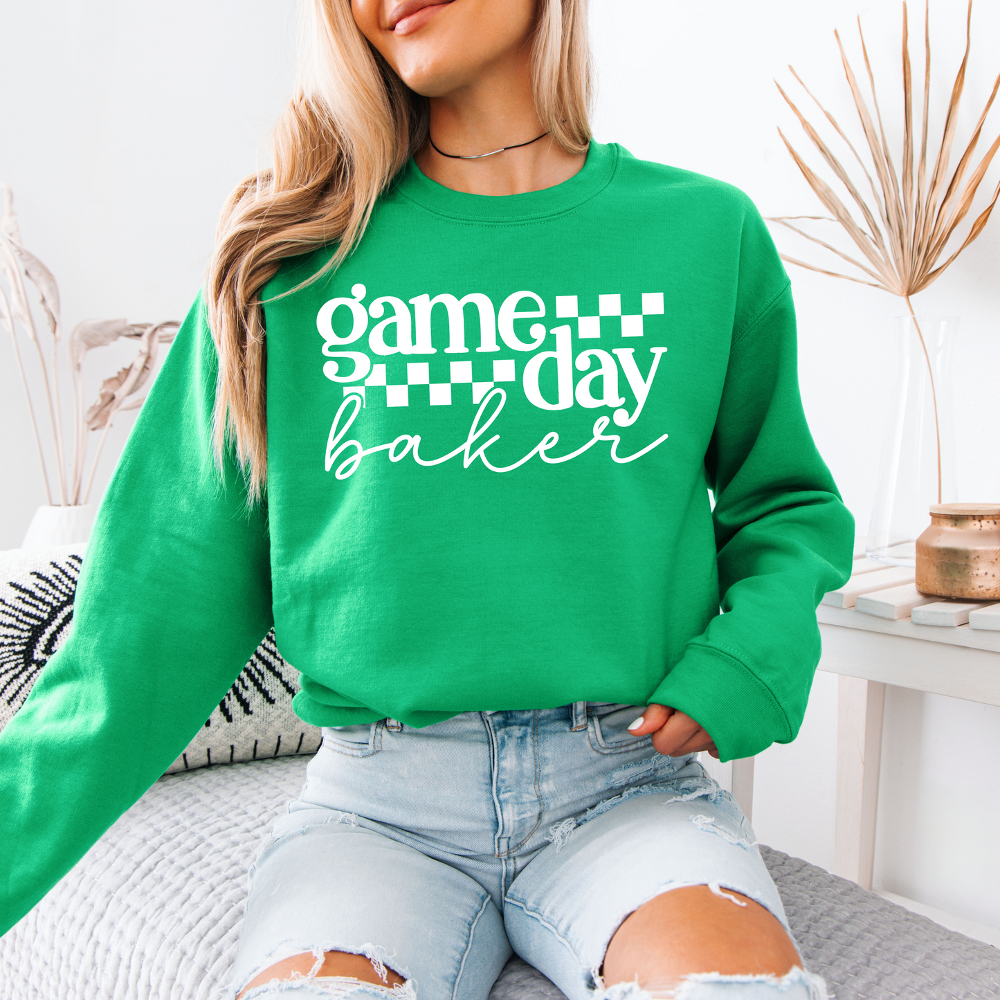 Game Day Baker [White Check] - Sweatshirt