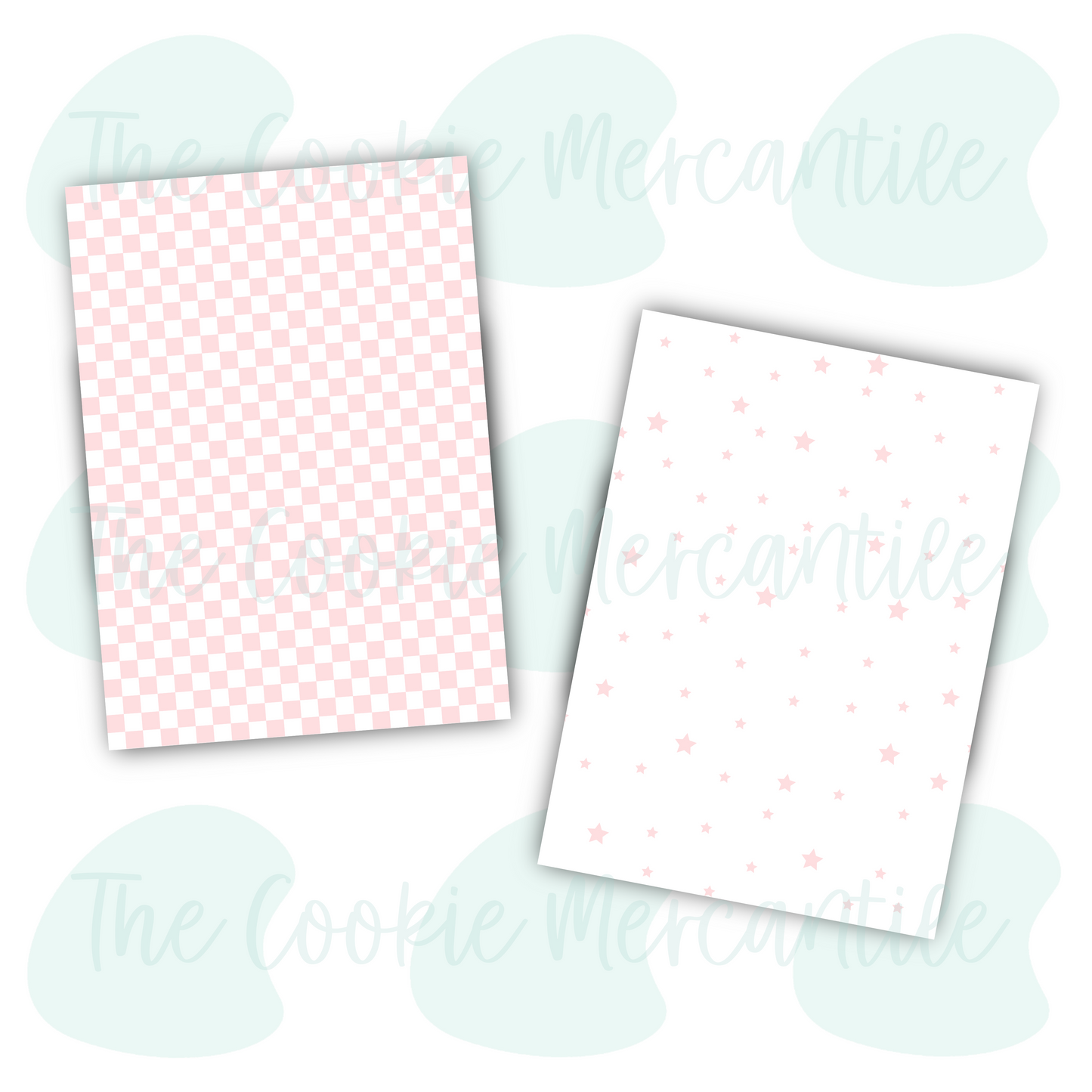 Checkered / Stars Pink - 5x7 Backers