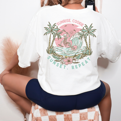 White Surf Skelly [front & back design] - T-Shirt