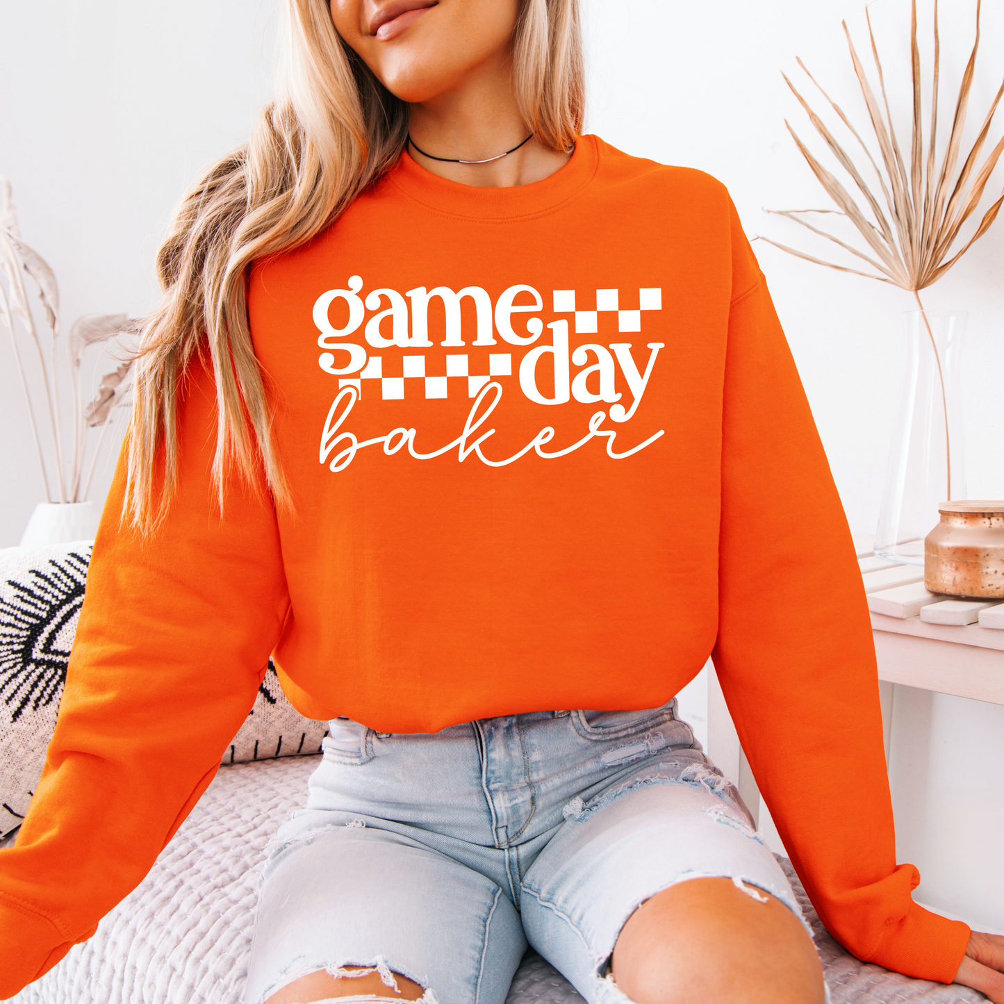 Game Day Baker [White Check] - Sweatshirt
