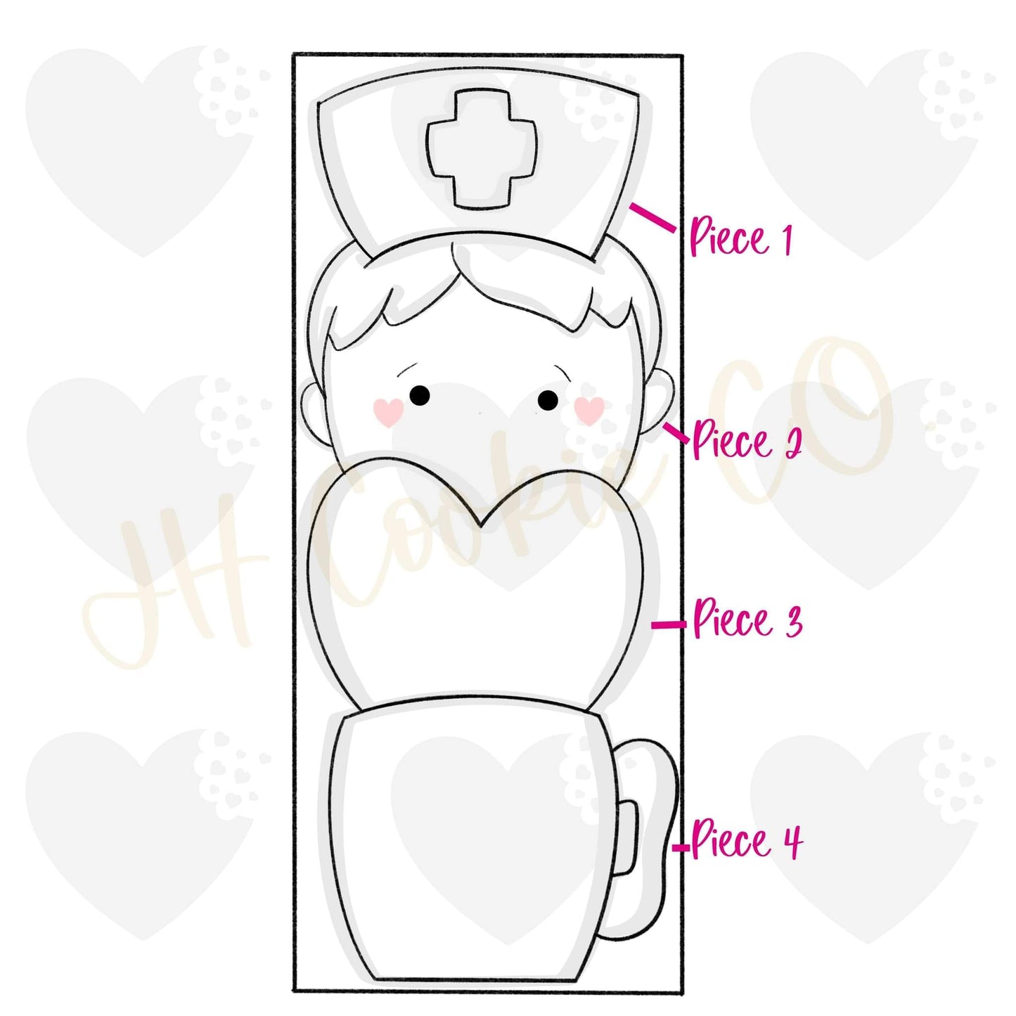 Nurse Heart Stack  (4 Piece Set) - Cookie Cutter