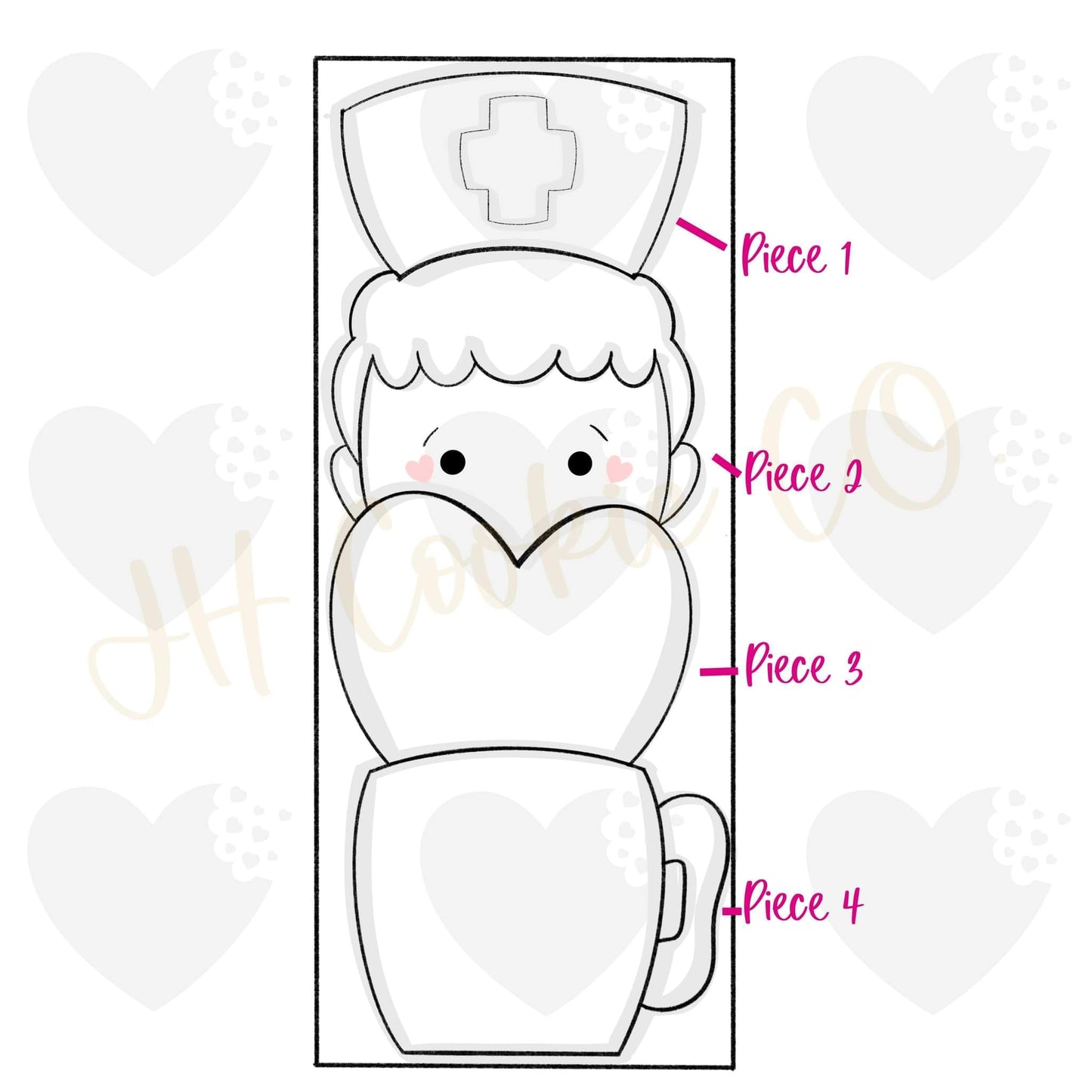 Nurse Heart Stack  (4 Piece Set) - Cookie Cutter