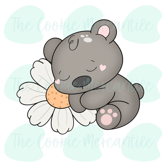 Sleepy Floral Bear - Cookie Cutter