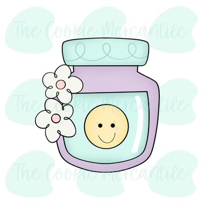 Floral Happy Pill Bottle - Cookie Cutter