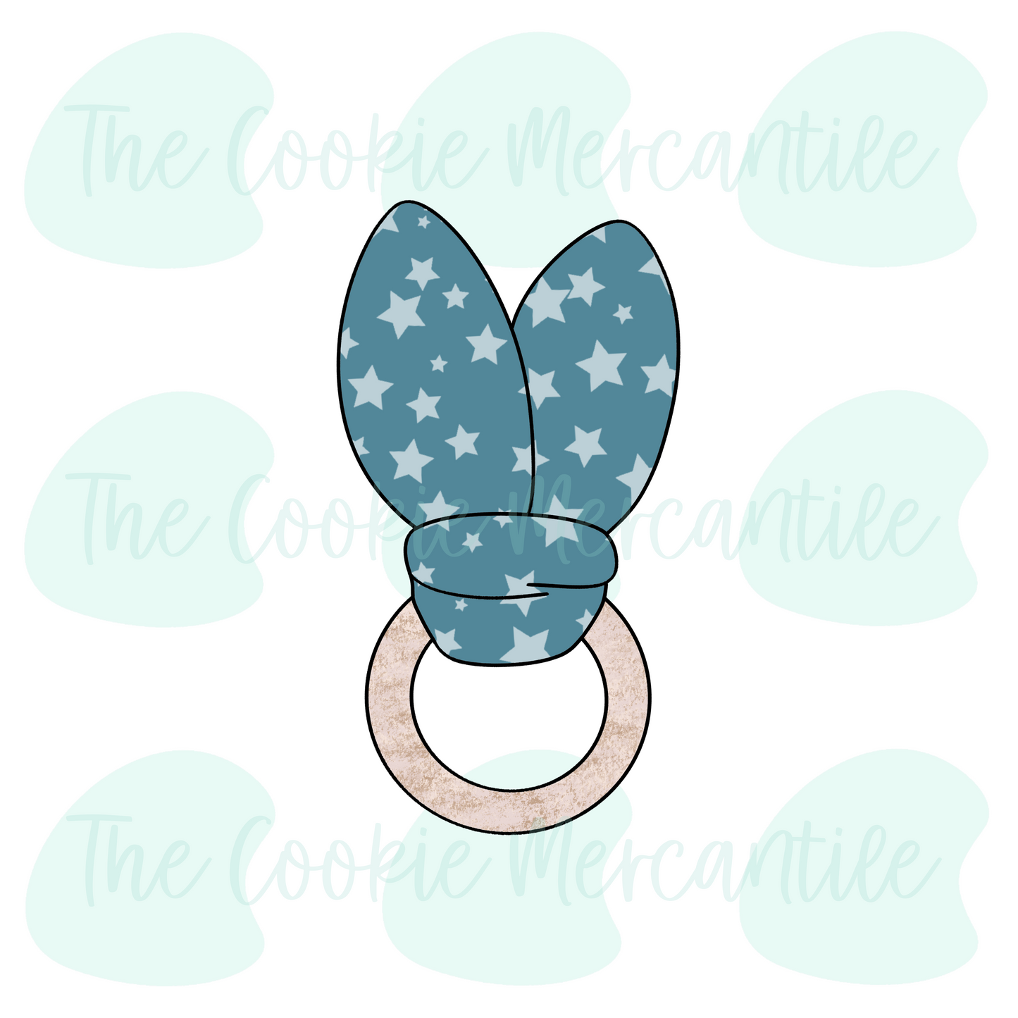 Wooden Teething Rattle  - Cookie Cutter