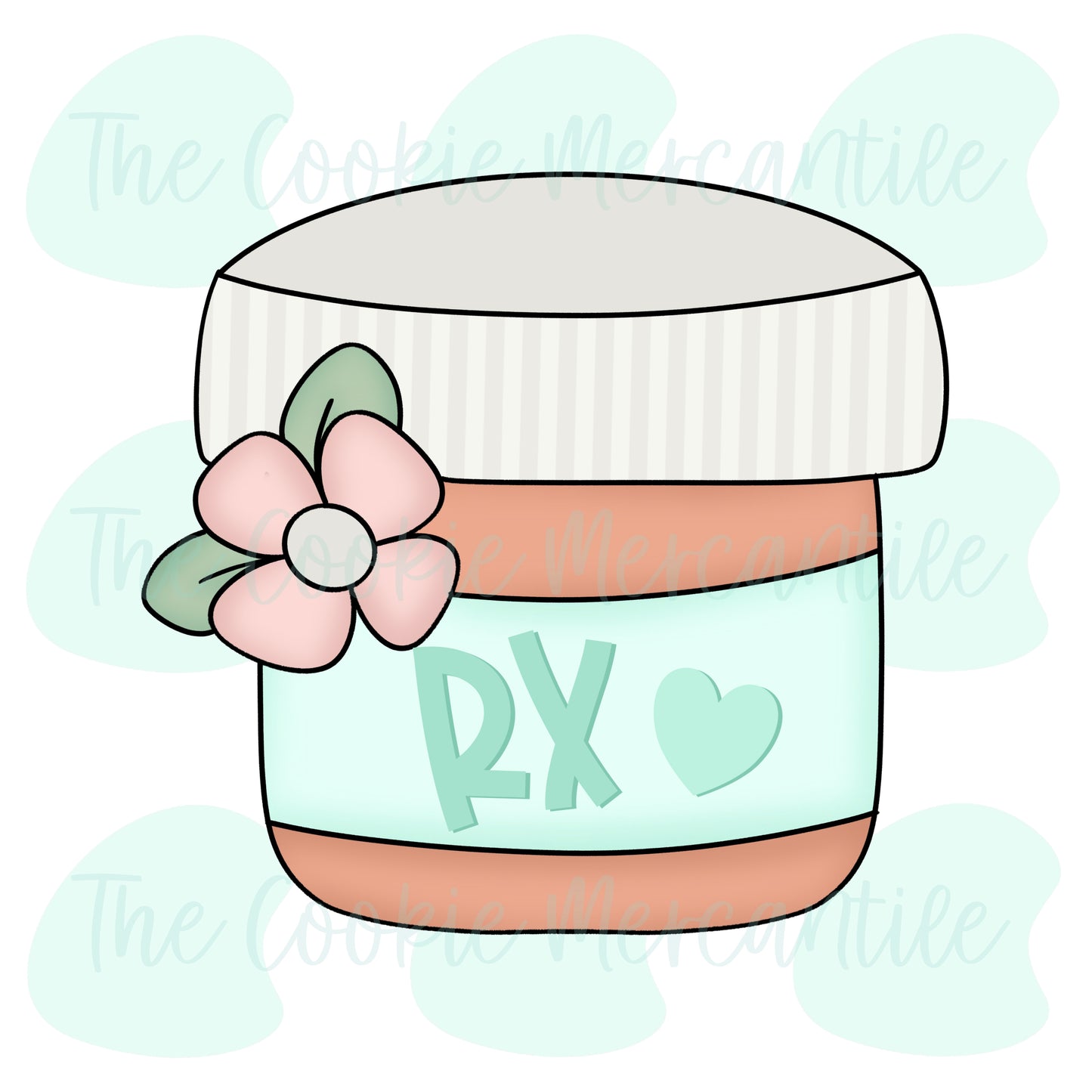 Floral Pill Bottle  - Cookie Cutter