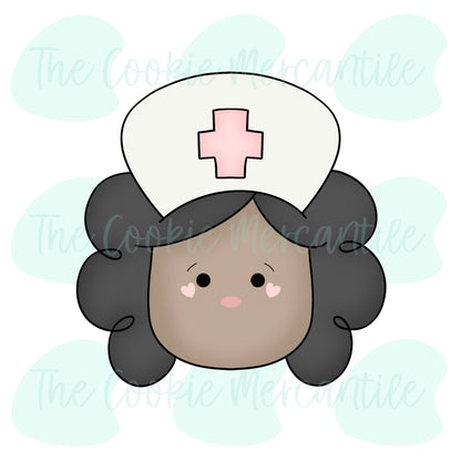 Curly Hair Nurse Face - Cookie Cutter