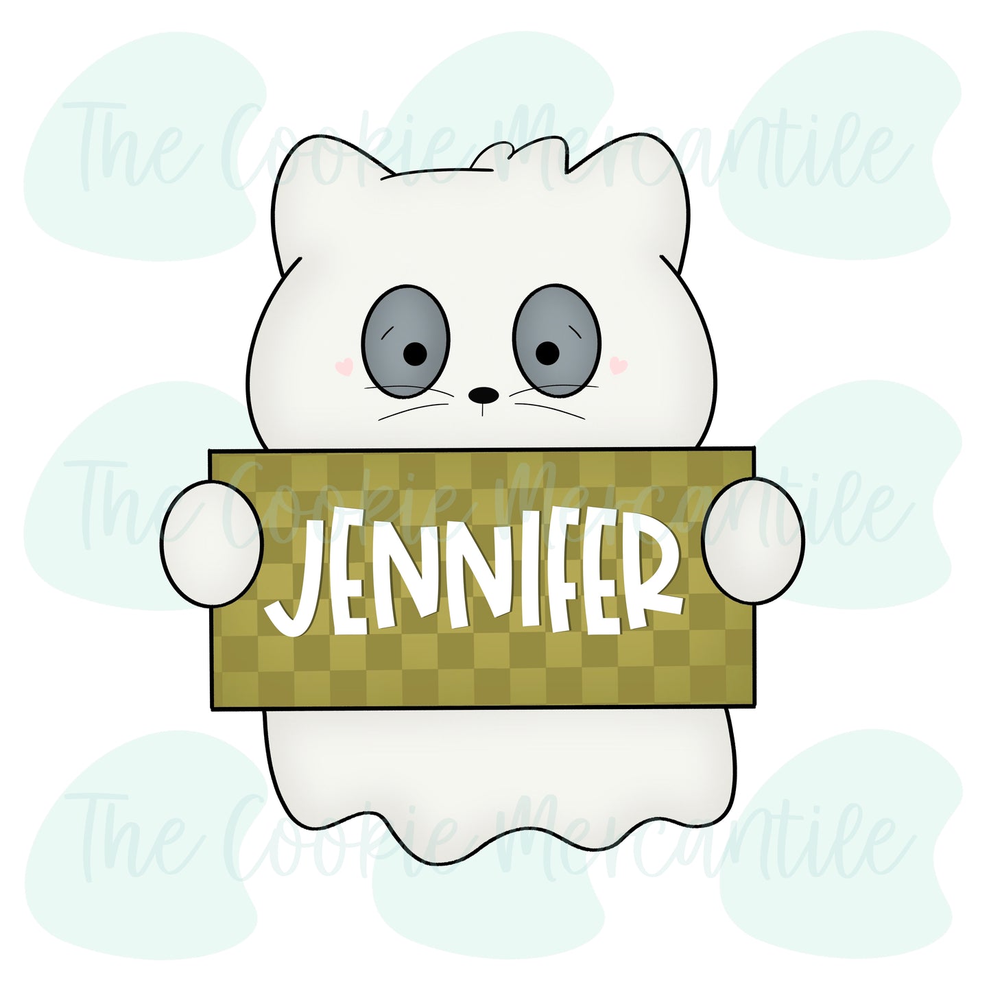 Kitty Ghost Name Plaque 2025 - Cookie Cutter