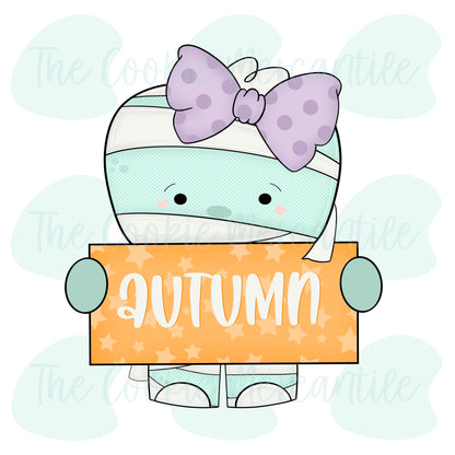 Girly Mummy Name Plaque W/Feet - Cookie Cutter