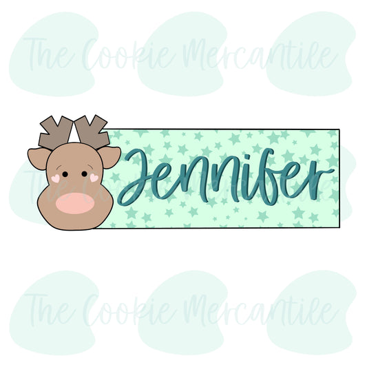 Skinny Reindeer Name Plaque Stick - Cookie Cutter