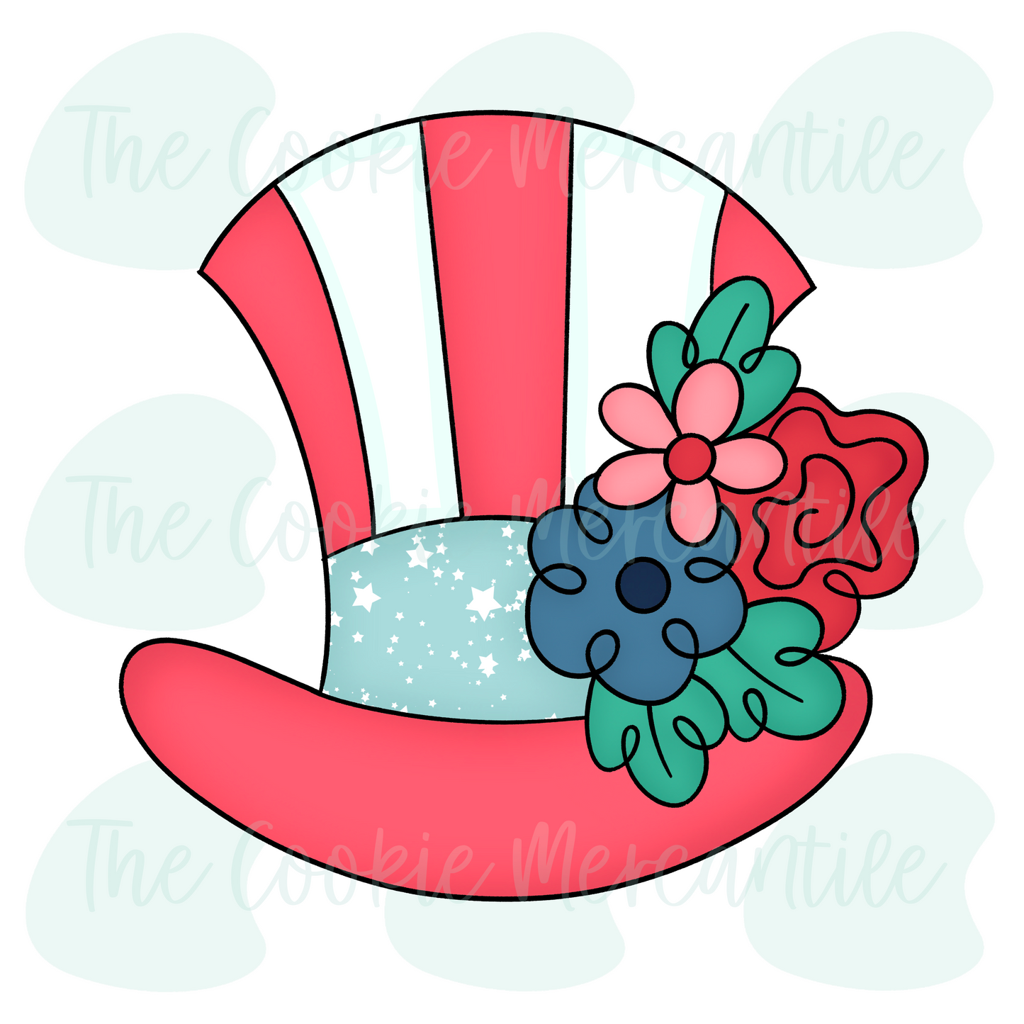 Floral Patriotic Hat - Cookie Cutter