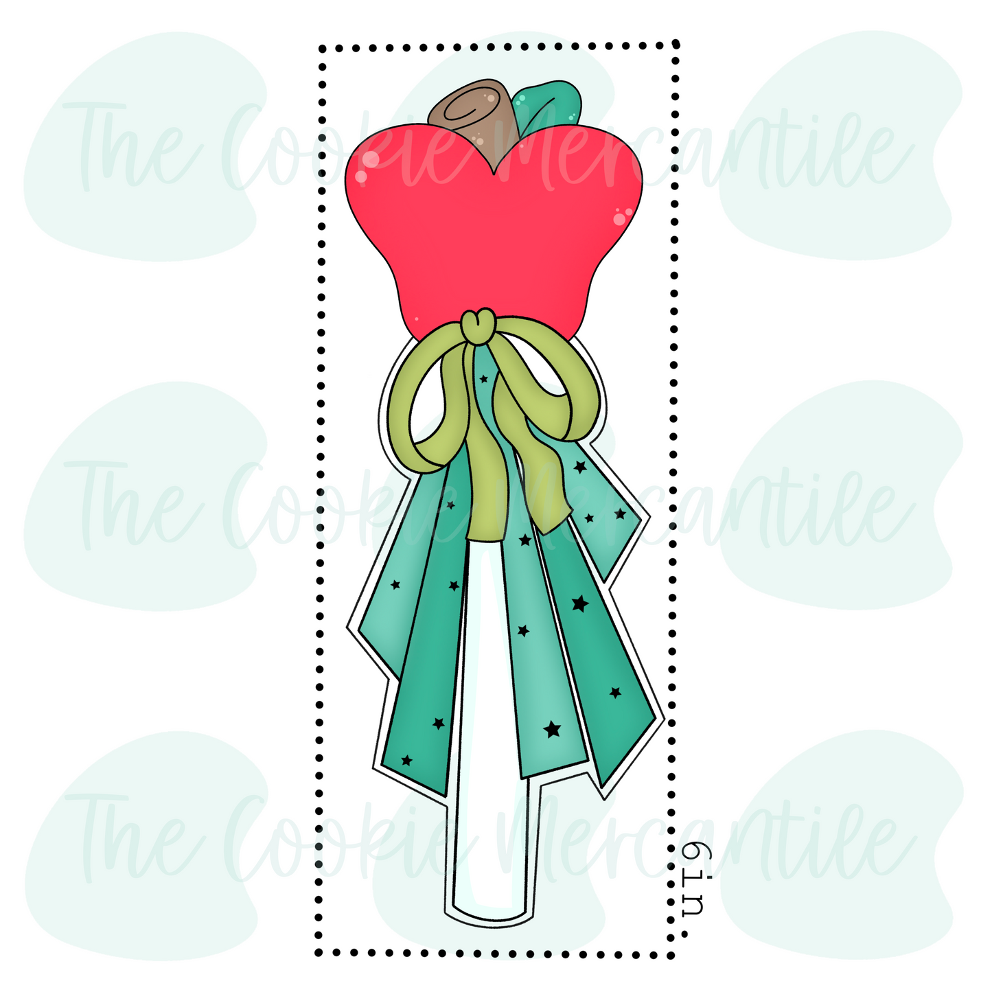 Skinny Apple Cookie Pop Stick 6 Inch - Cookie Cutter