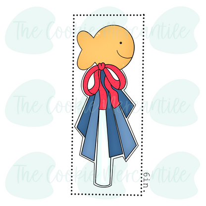 Skinny Gold Fish Cookie Pop Stick 6 Inch - Cookie Cutter