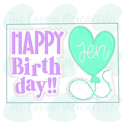 Happy Birthday Heart Balloon 2 Piece Set 2026 - Cookie Cutter