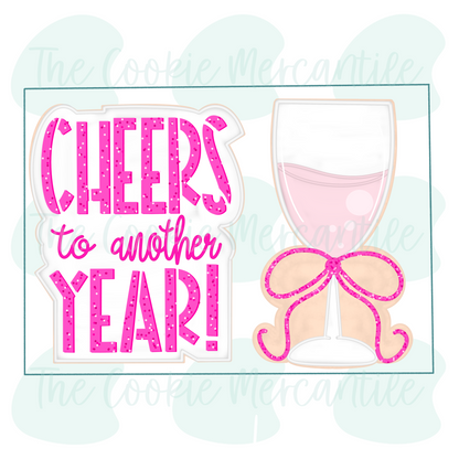 Cheers to another year Champagne Glass 2 Piece Set 2026 - Cookie Cutter