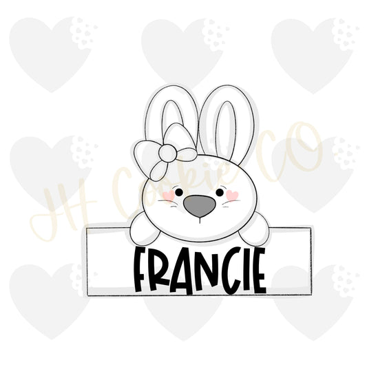 Girl Bunny Name Plaque - Cookie Cutter
