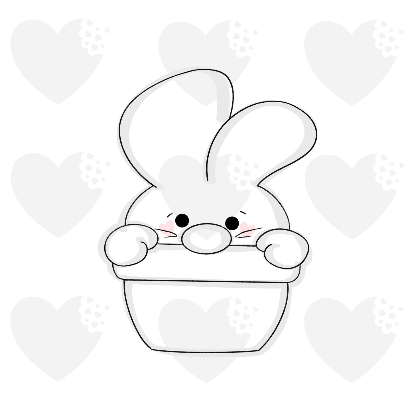 Bunny In A Flower Pot  - Cookie Cutter