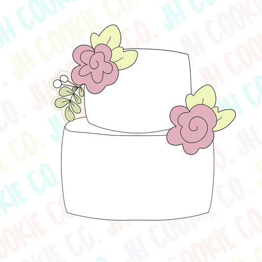 Floral Wedding Cake Cookie Cutter